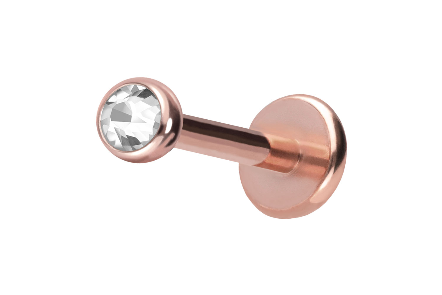 Titan Labret Piercing mit Push Fit KRISTALL